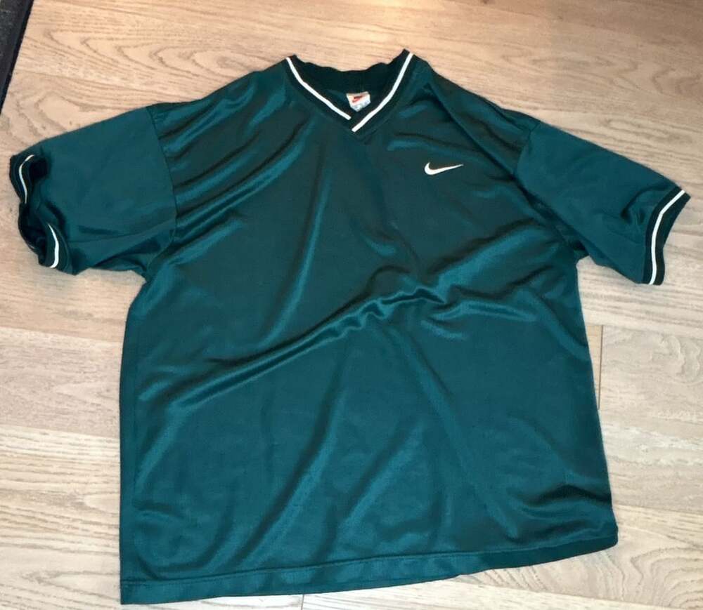 Nike V-Neck Soccer Practice Jersey Size XL Green Vintage 90s